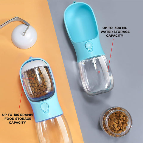 Leak Proof Dog Water Bottle With Portable Food & Poop Bag Dispenser