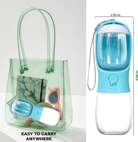 Leak Proof Dog Water Bottle With Portable Food & Poop Bag Dispenser